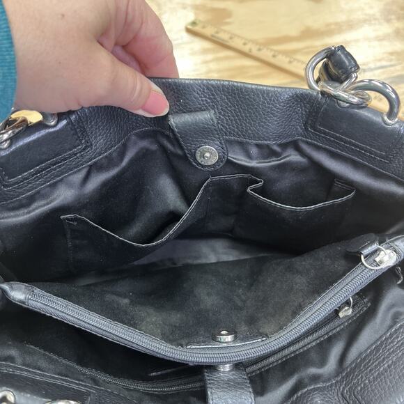 Coach Penelope Carryall Satchel Black Pebbled Leather Shoulder Bag F16532 - Picture 7 of 16